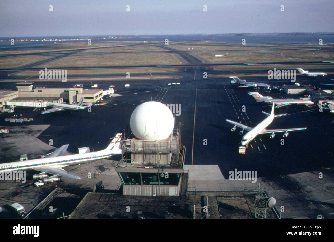 Logan Airport - Control Tower and Runways Seen from 16th Floor ...