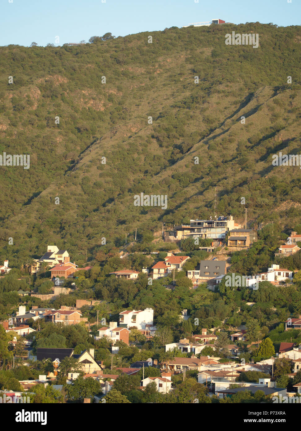 Villa Carlos Paz, Cordoba, Argentina - 2018: A neighborhood on the mountain slope of this touristic city, located in the Punilla Valley. Stock Photo