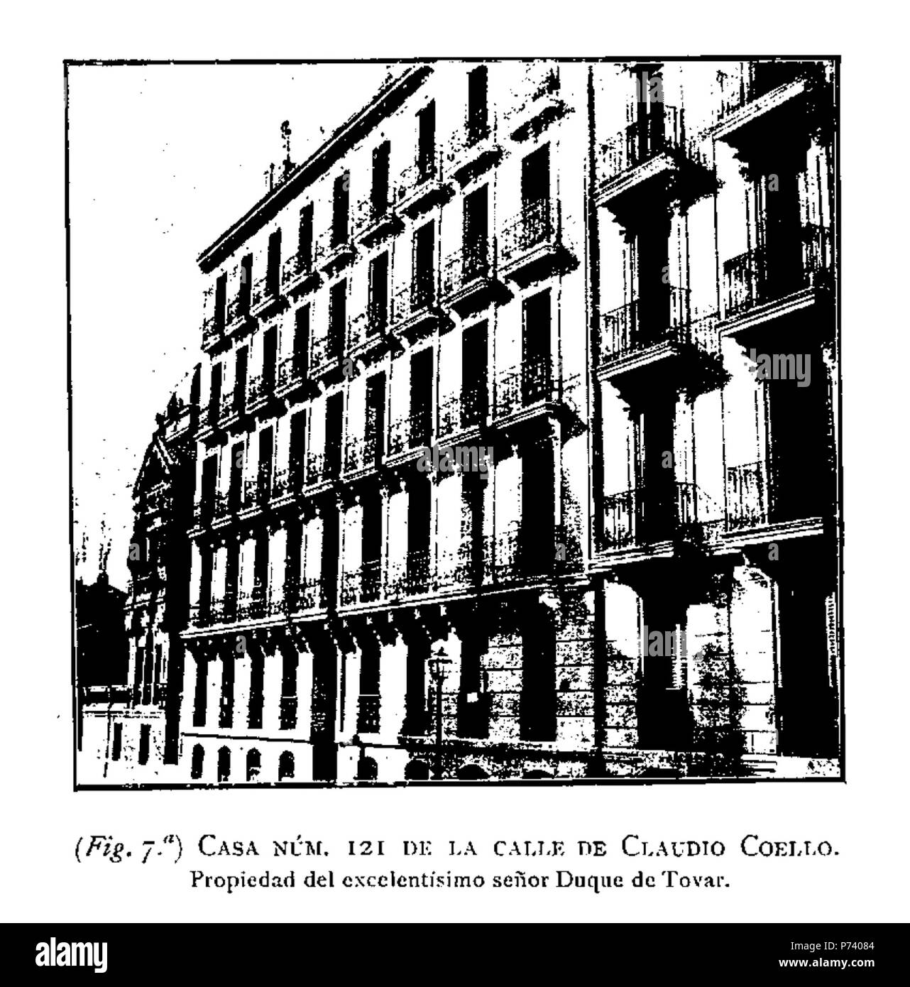 English: Casa en calle Claudio Coello 121, Madrid. 1907 13 Casa en calle Claudio Coello 121, en La obra del arquitecto Manuel Medrano (1907) Stock Photo