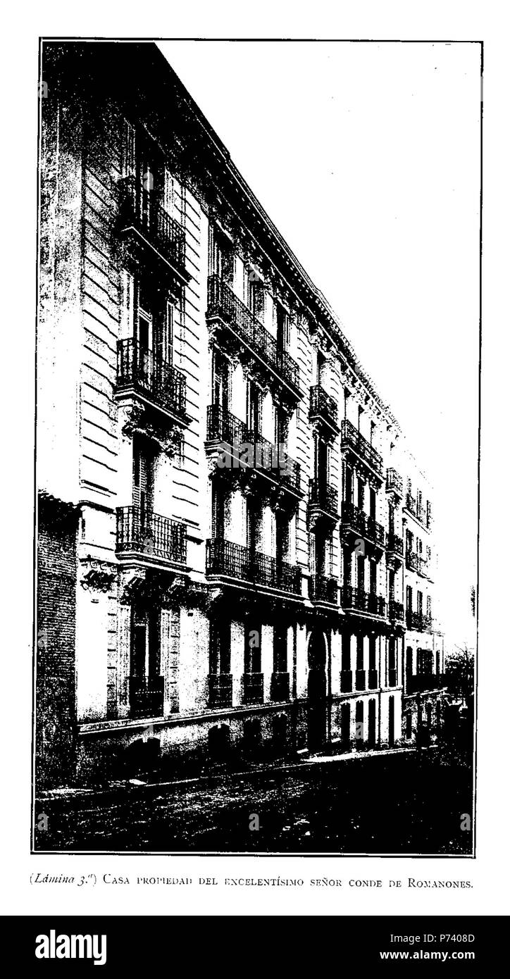 English: Casa propiedad del Conde de Romanones, Madrid. 1907 13 Casa propiedad del Conde de Romanones, en La obra del arquitecto Manuel Medrano (1907) Stock Photo