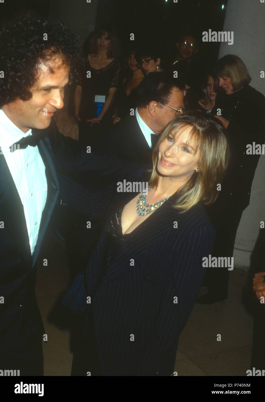 BEVERLY HILLS, CA - JANUARY 18: (L-R) Composer Richard Baskin and Singer/actress Barbra Streisand attend the 49th Annual Golden Globe Awards on January 18, 1992 at the Beverly Hilton Hotel in Beverly Hills, California. Photo by Barry King/Alamy Stock Photo Stock Photo