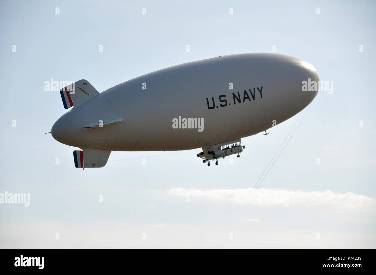 The Navy???s MZ-3A manned airship launches from the Fernandina Beach Municipal Airport for a flight demonstration for Florida Senator Bill Nelson, April 3. The airship is visiting U.S. 4th Fleet headquarters for a capabilities demonstration as a potential search and detect platform for Counter Transnational Organized Crimes operations in South and Central America and the Caribbean Sea. Stock Photo