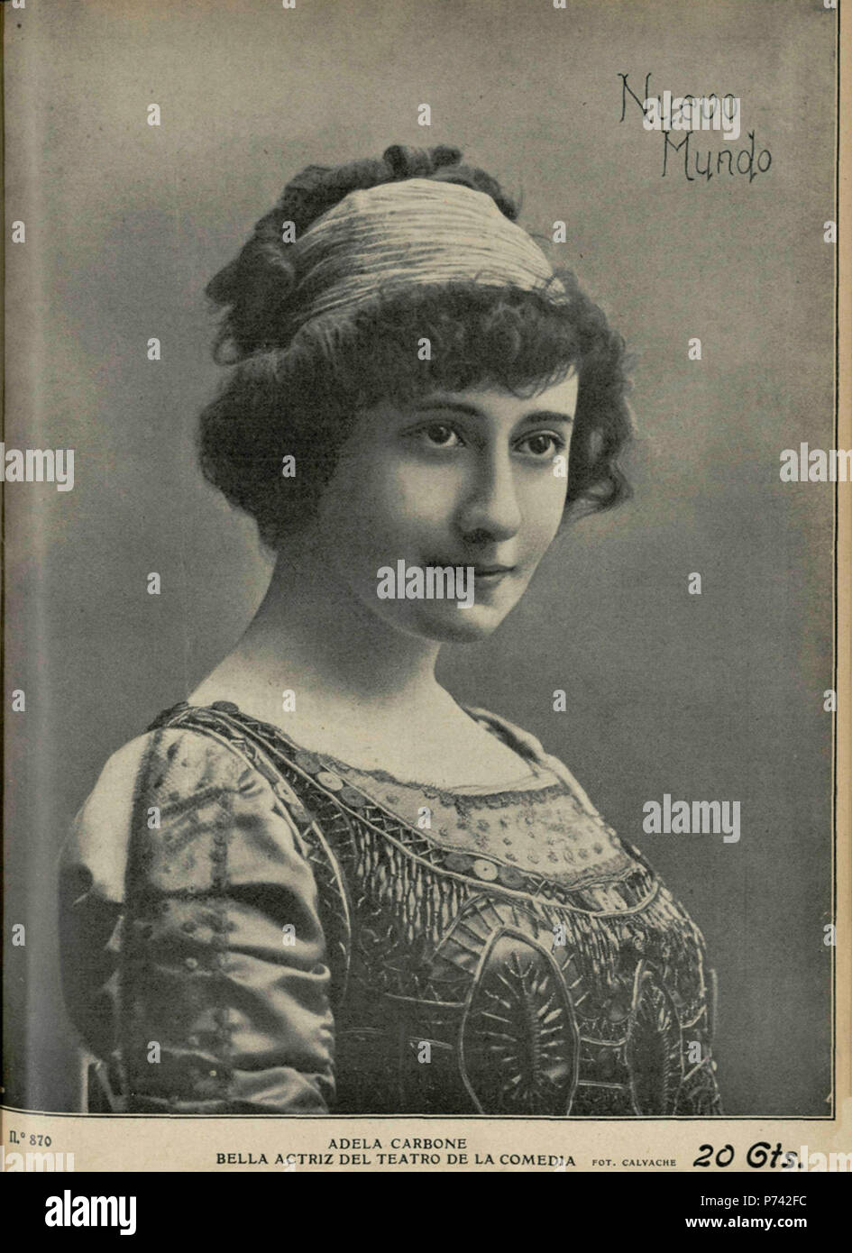 Español: Adela Carbone, bella actriz del Teatro de la Comedia. 8 September 1910 2 1910-09-08, Nuevo Mundo, Adela Carbone, Calvache Stock Photo