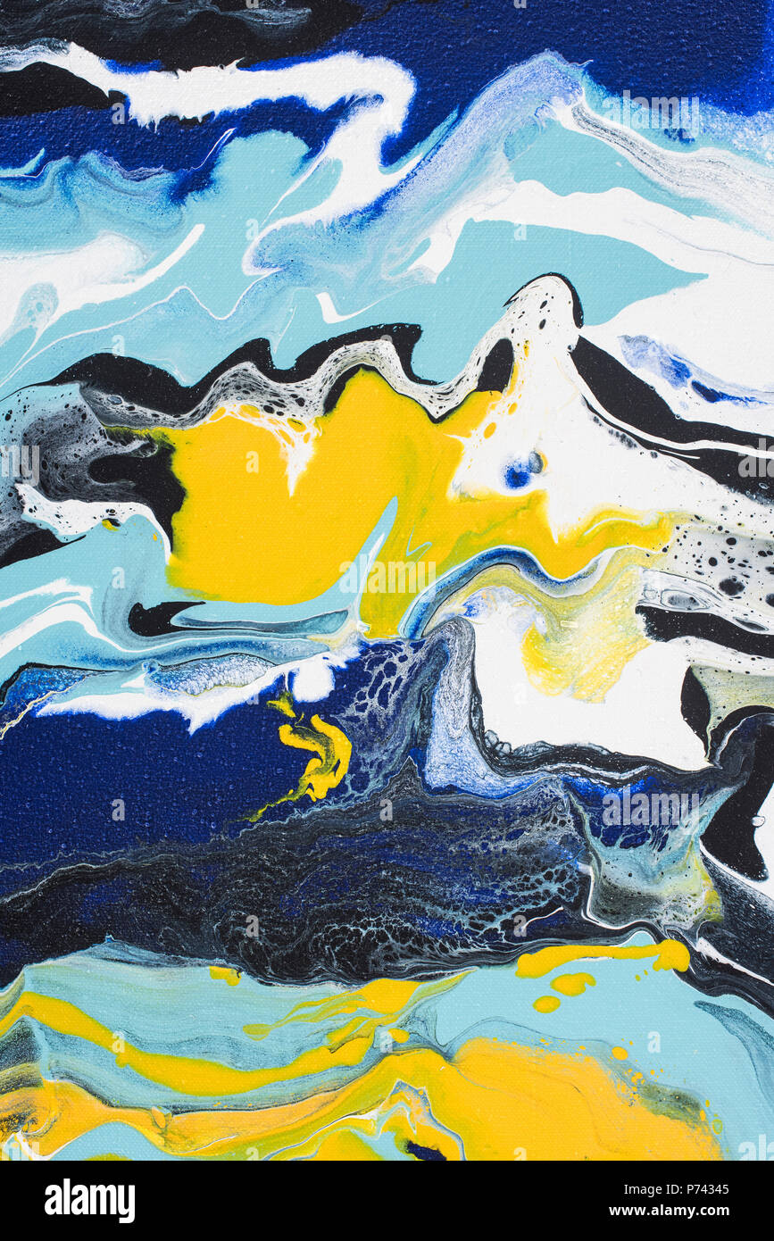 Abstract oil painting with yellow and blue paint Stock Photo - Alamy