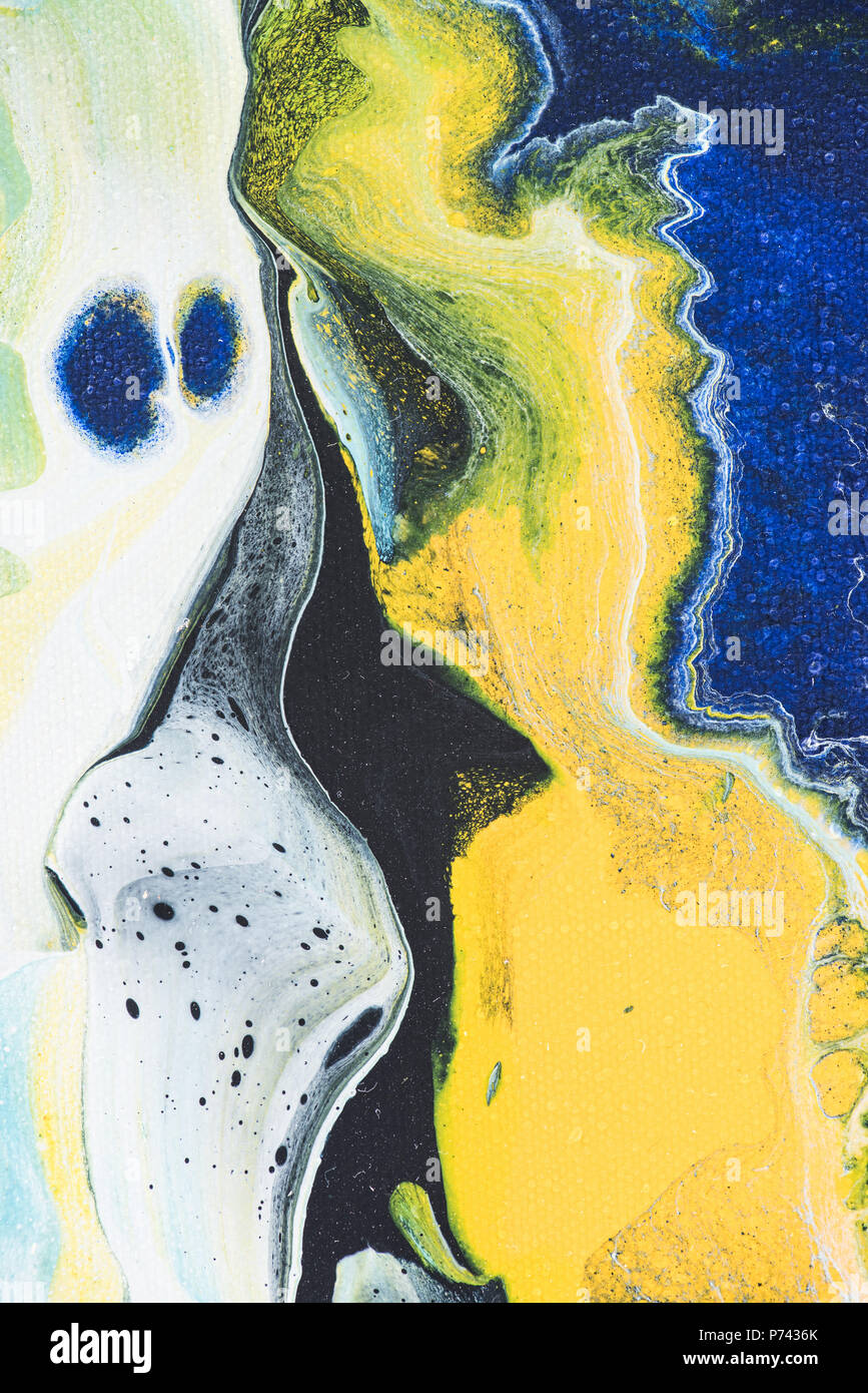 acrylic texture colored with yellow and blue paint Stock Photo - Alamy