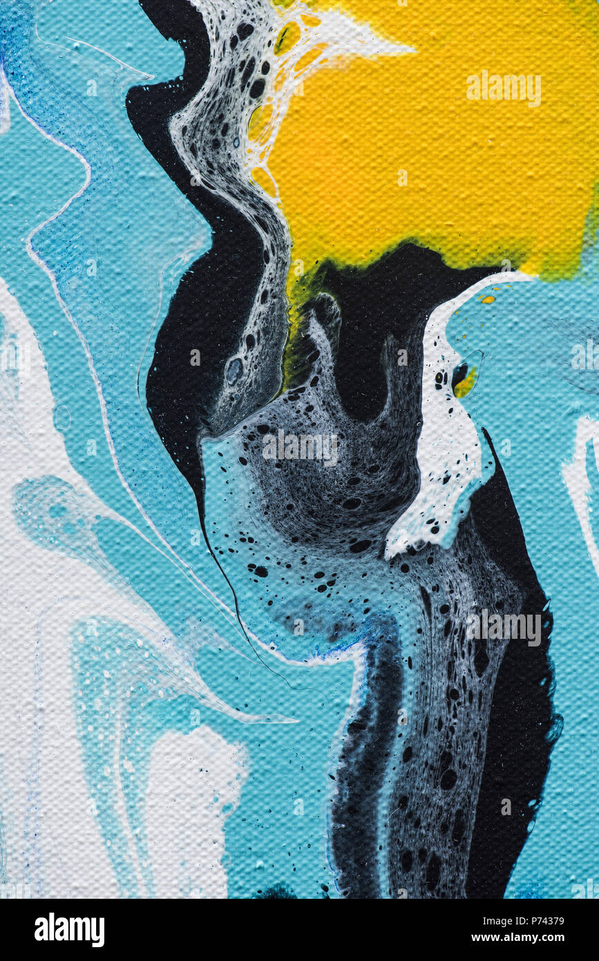 Abstract background with yellow and blue acrylic paint Stock Photo - Alamy