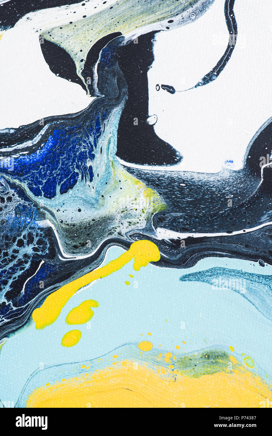 Abstract texture with yellow and blue acrylic paint Stock Photo - Alamy