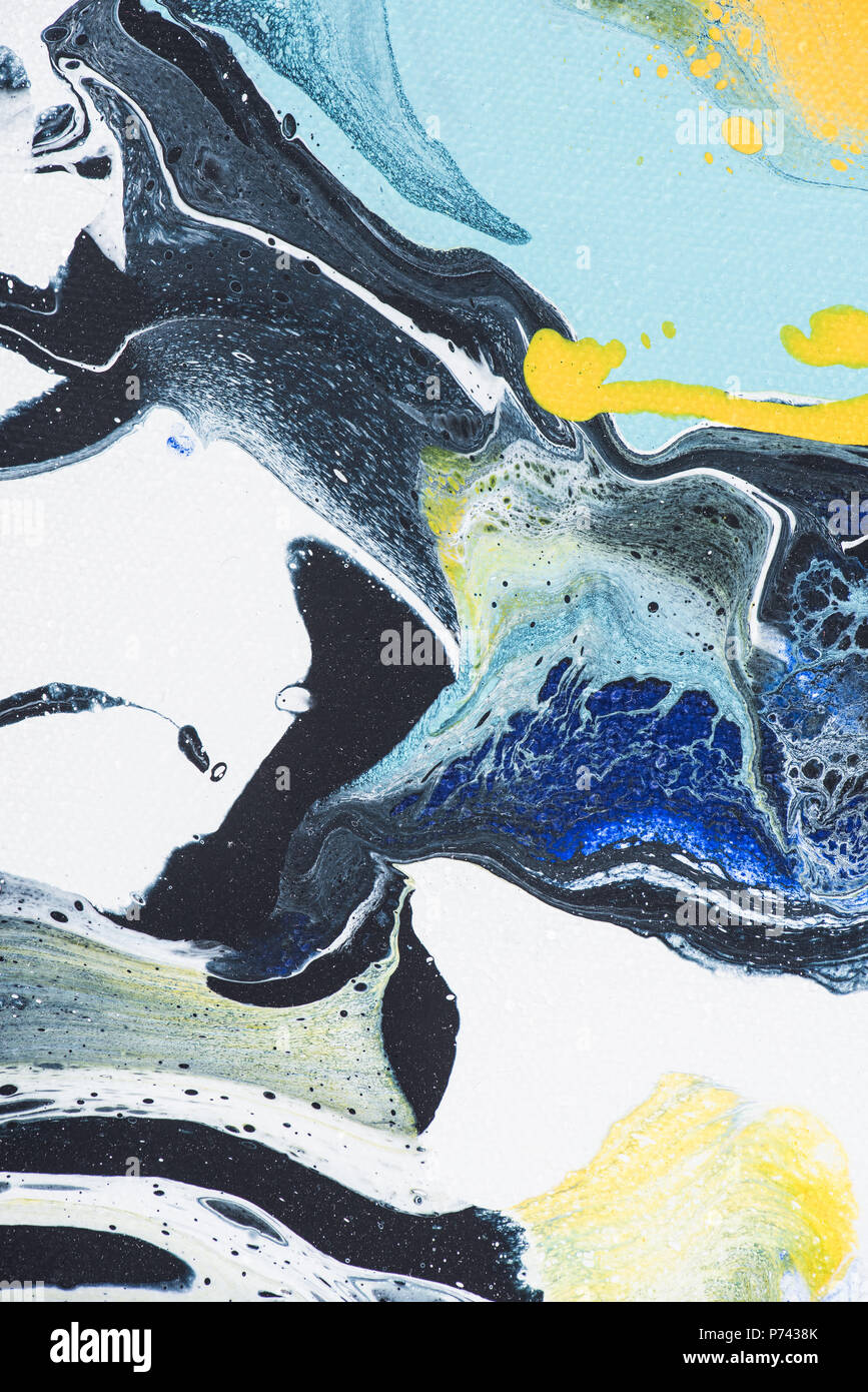 Abstract texture with yellow and blue acrylic paint Stock Photo - Alamy