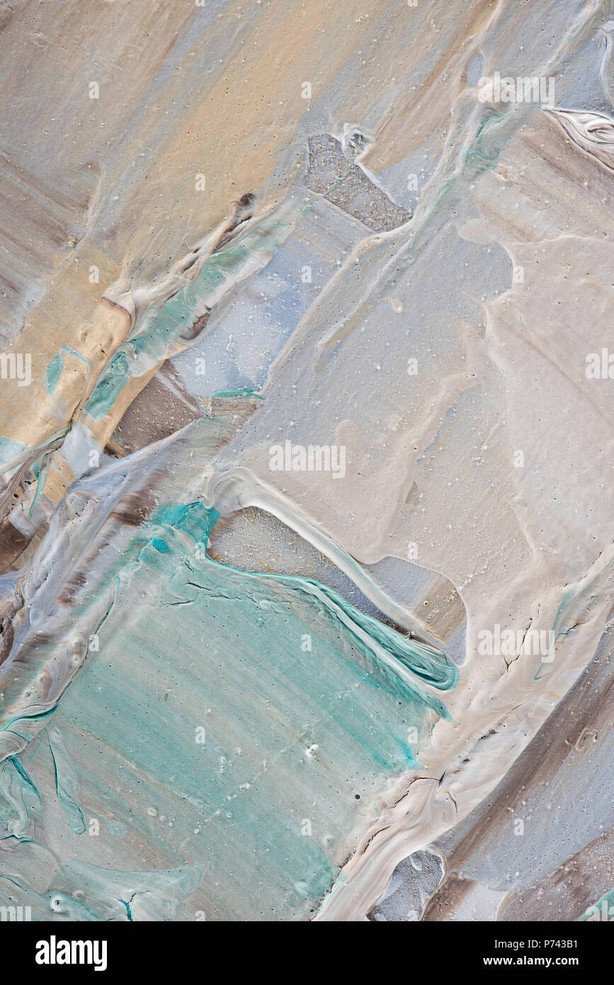 artistic background with beige and light blue brush strokes of oil ...