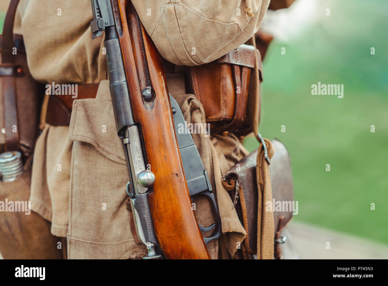 male actor in the form of Russian red Army officer period 1942 world war II Stock Photo