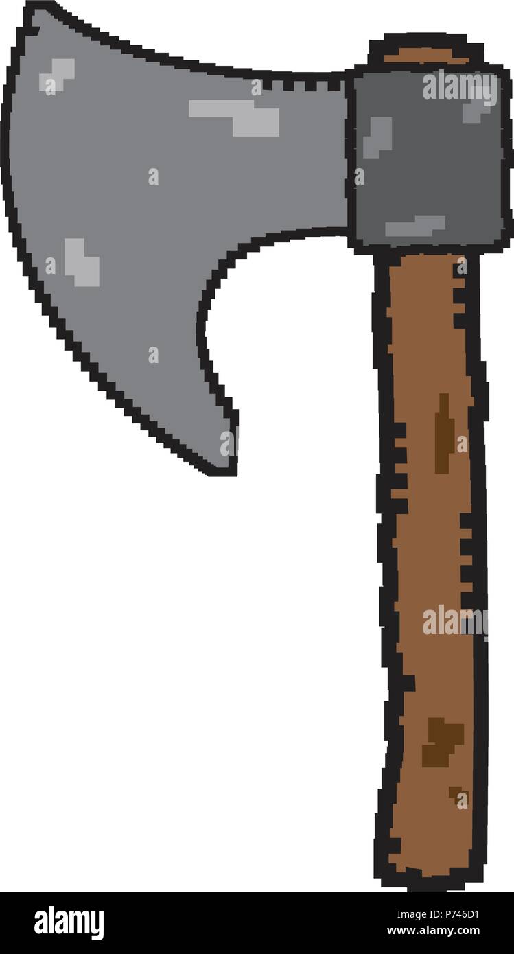 Isolated pixelated axe icon Stock Vector