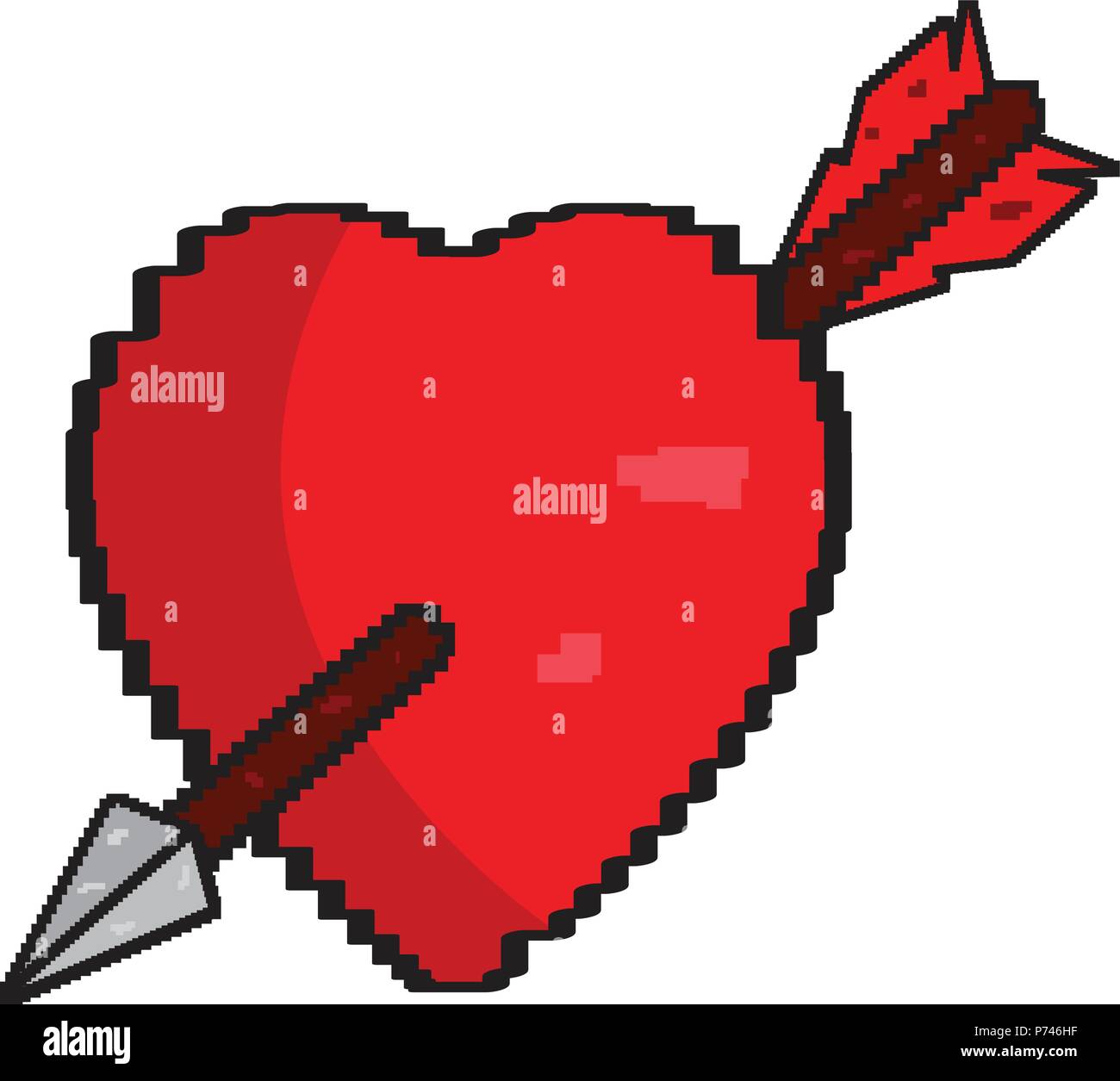 Isolated pixelated heart with an arrow icon Stock Vector Image & Art ...