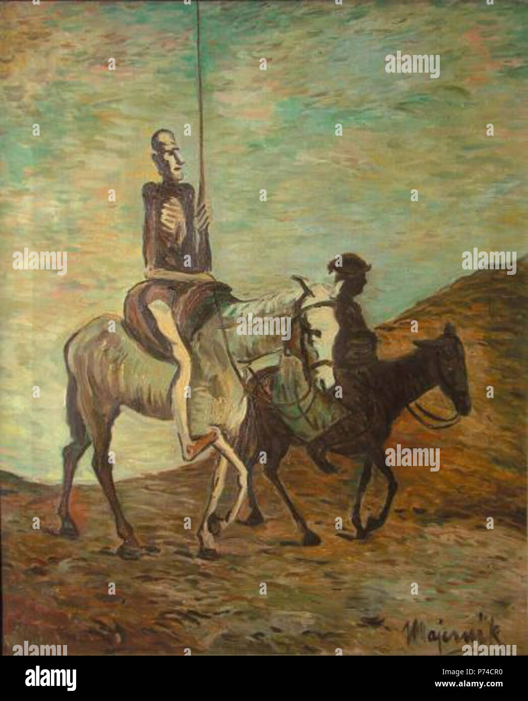 English: Don Quixote and Sancho Panza . 1940 30 Majernik-Quixote Stock ...