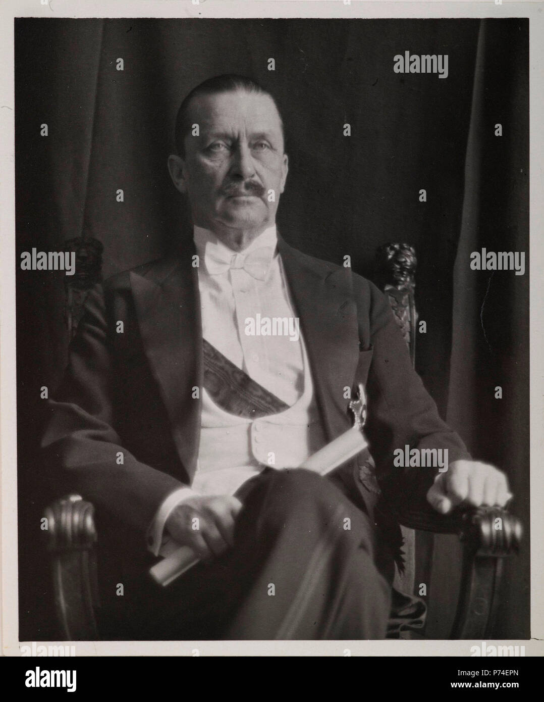 Portrait picture of Carl Gustaf Emil Mannerheim, seated Stock Photo