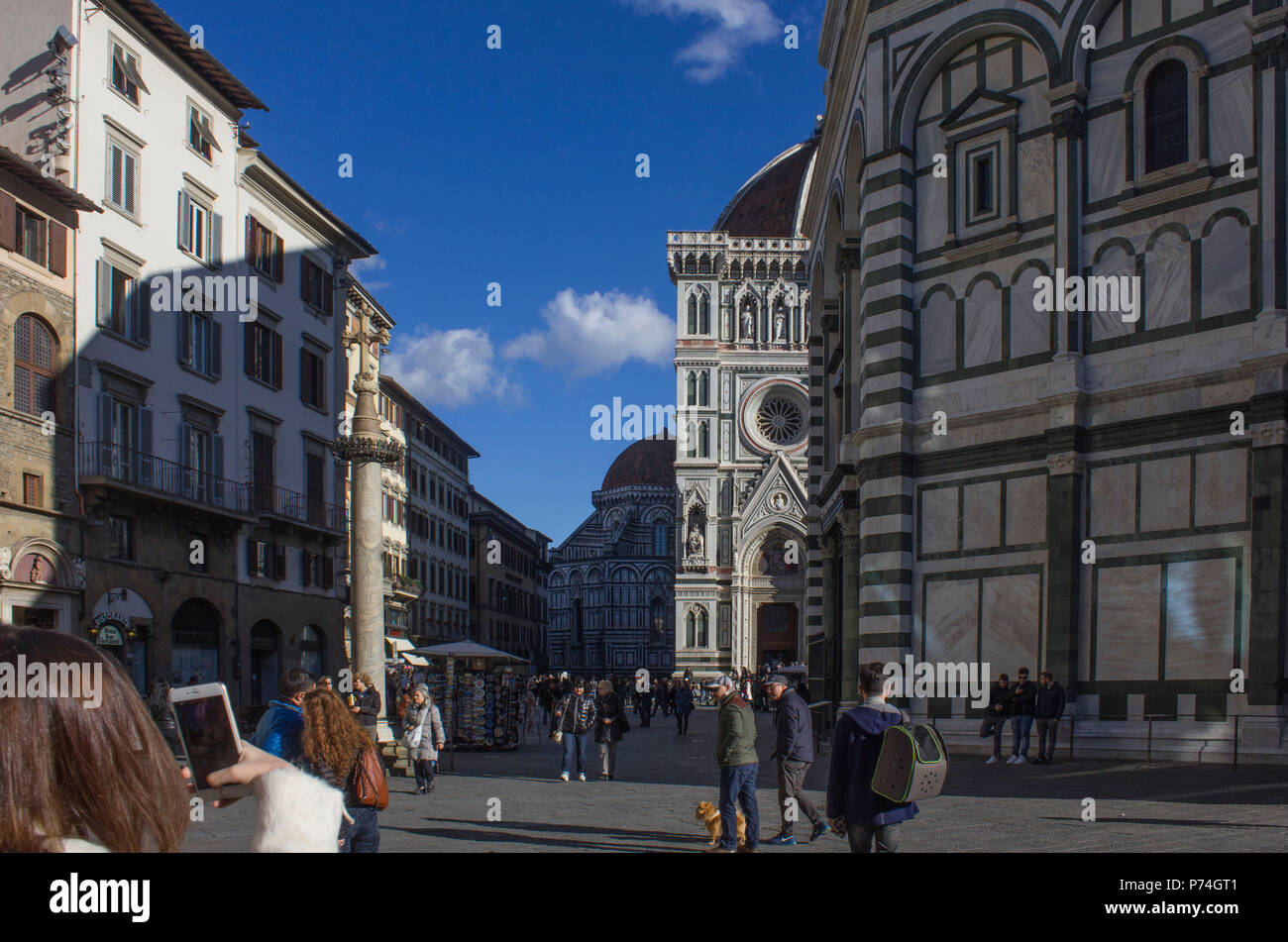 FLORENCE, ITALY - NOVEMBER 22 2015: People in Duomo's square in Florence, Italy Stock Photo