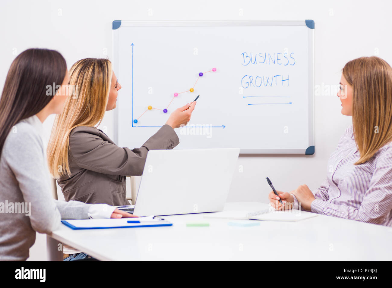 Three businesswomen are having meeting in their office Stock Photo - Alamy