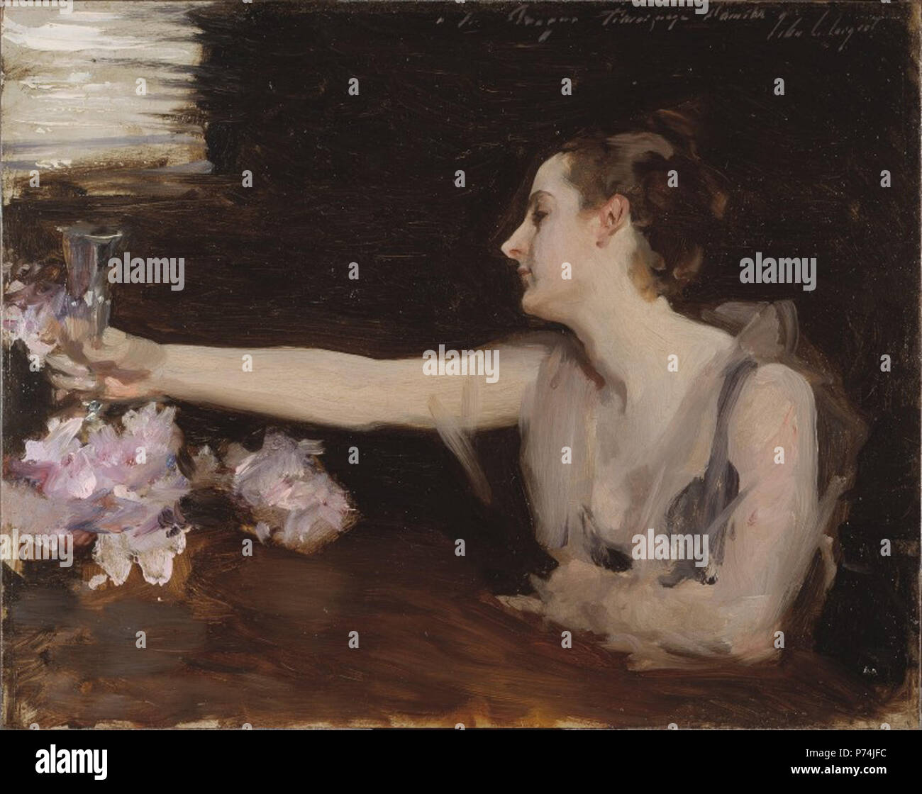 'Madame Gautreau Drinking a Toast'. Painting of Virginie Amélie Gautreau by John Singer Sargent. between 1882 and 1883 160 Madame Gautreau Drinking a Toast Stock Photo
