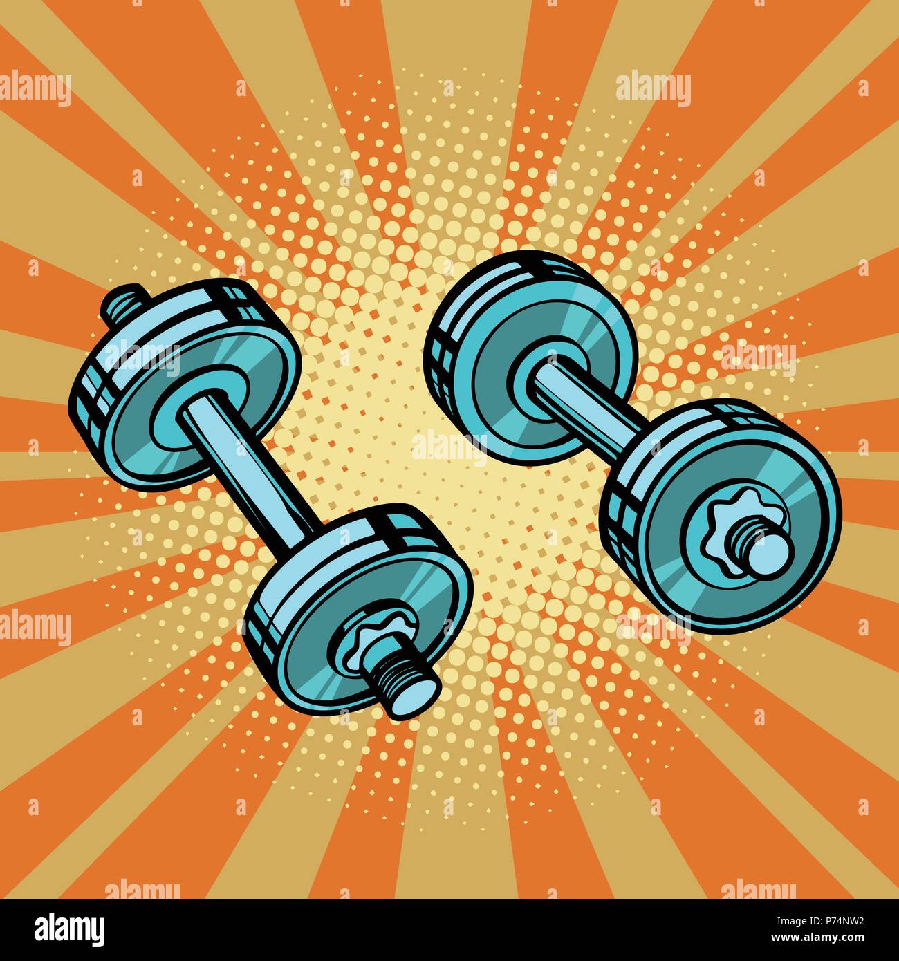 dumbbell pop art Stock Vector