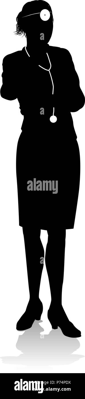 Doctor Woman Silhouette Stock Vector
