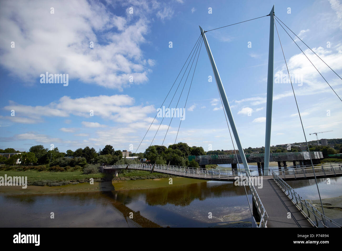 Lune millennium bridge over the river lune lancaster england uk Stock Photo