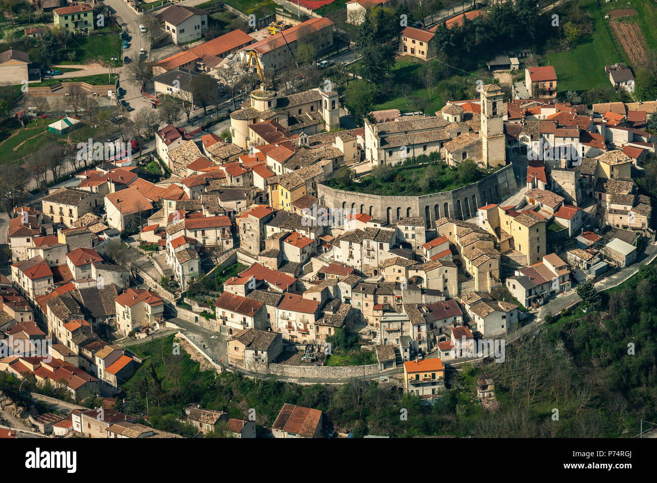 Goriano Sicoli, aerial photo. .Abruzzo Stock Photo