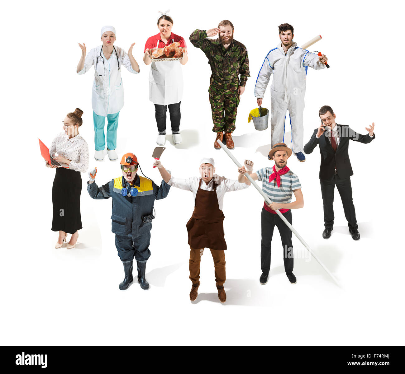 Montage about different professions Stock Photo - Alamy
