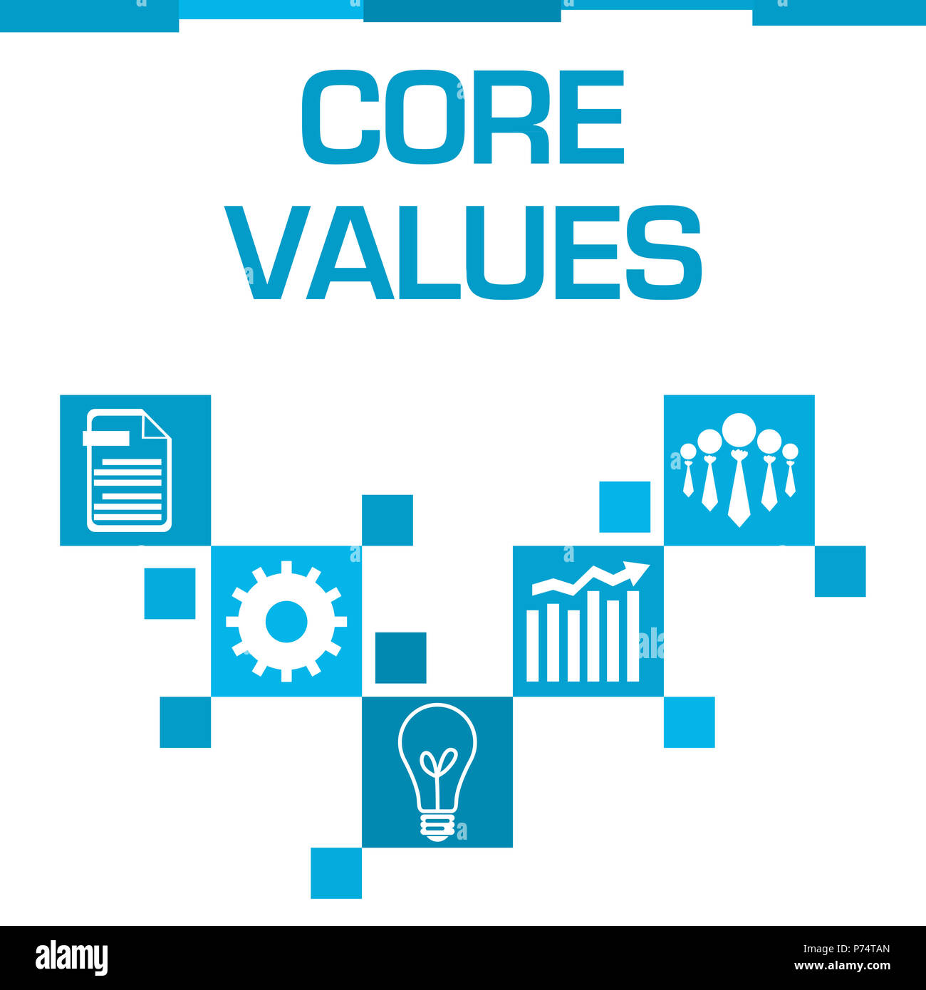 Core Values Blue Squares Symbols Stock Photo Alamy