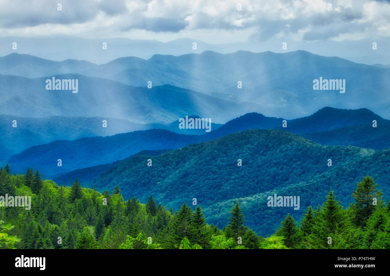 Blue Ridge Mountain in North Carolina Stock Photo