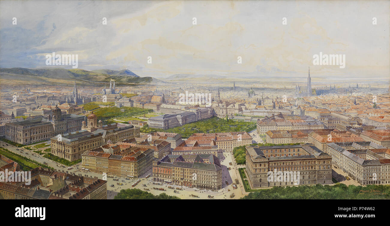 39 Pendl – Bird's-Eye View of Vienna from Getreidemarkt, 1904 Stock Photo