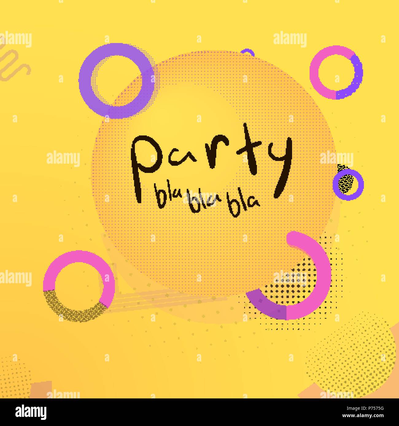 Summer party background template with retro elements Stock Vector