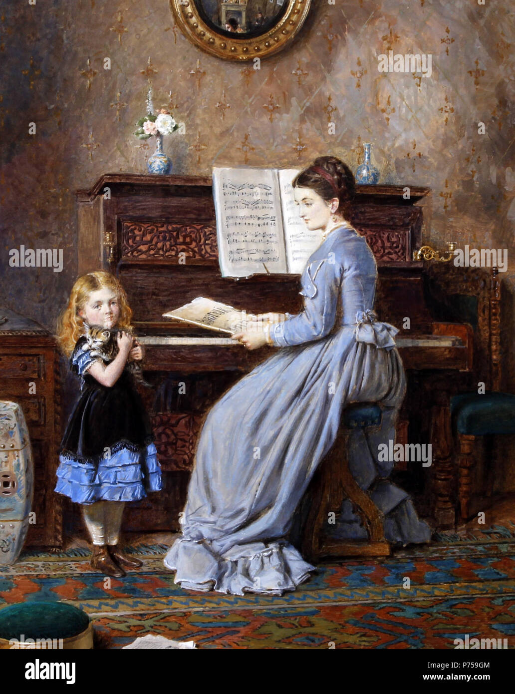 The Piano Lesson; signed 'Kilburne 1871', watercolour; 34.5 x 28 cm . 1871 126 George Goodwin Kilburne The Piano Lesson 1871 Stock Photo