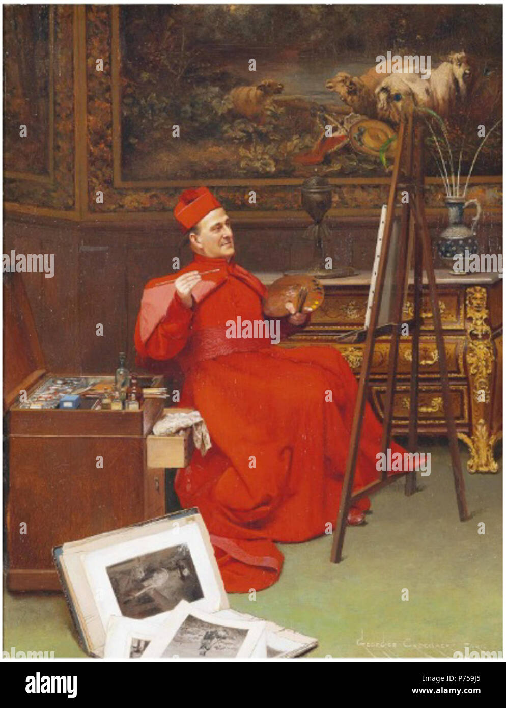 .  English: The Amateur Artist  1900s 127 Georges Croegaert - The Amateur Artist Stock Photo