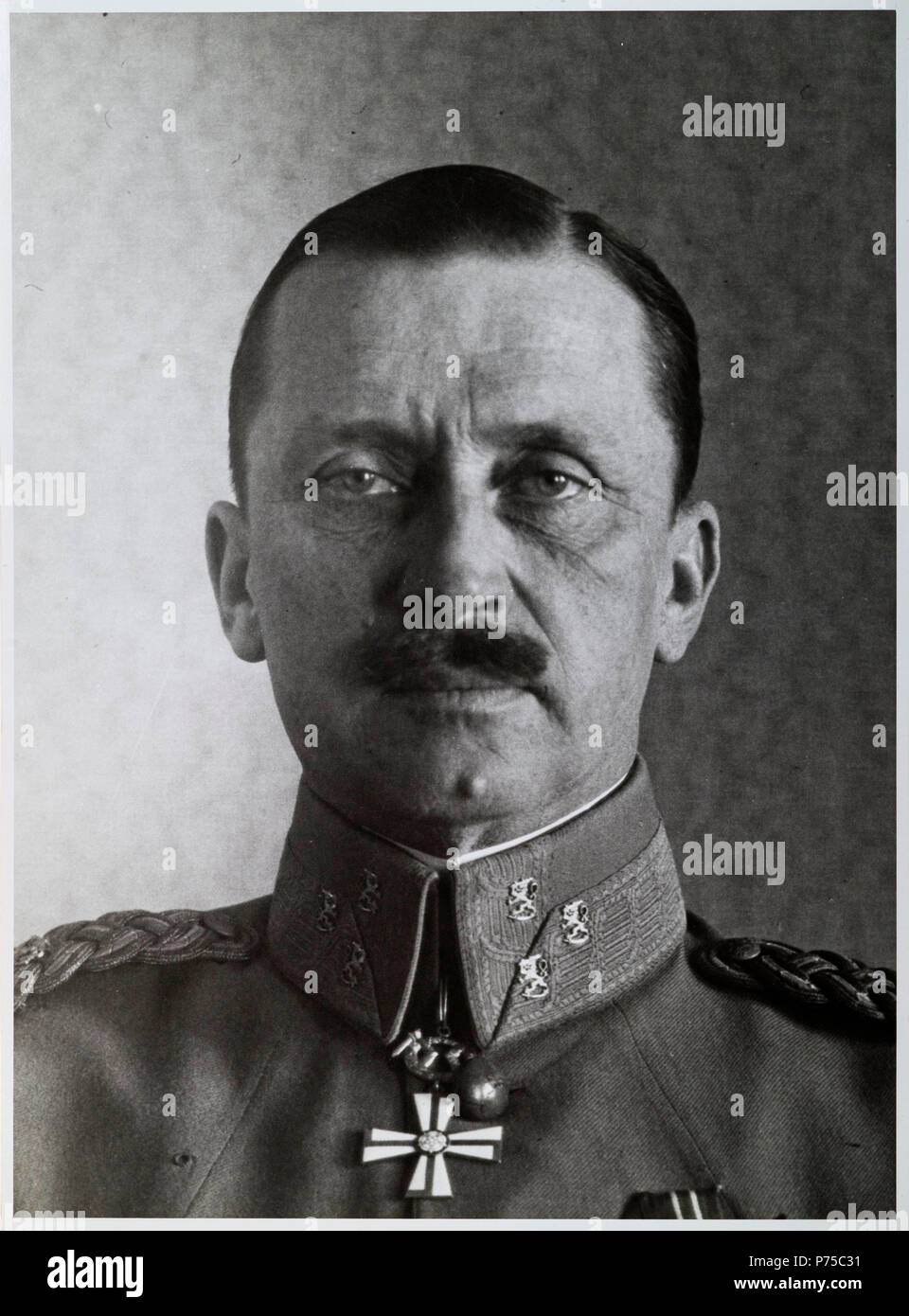 Portrait of Carl Gustaf Mannerheim, later used as reference by Akseli Gallen-Kallela when designing a medal, leader of the Whites in the Finnish Civil War, Stock Photo