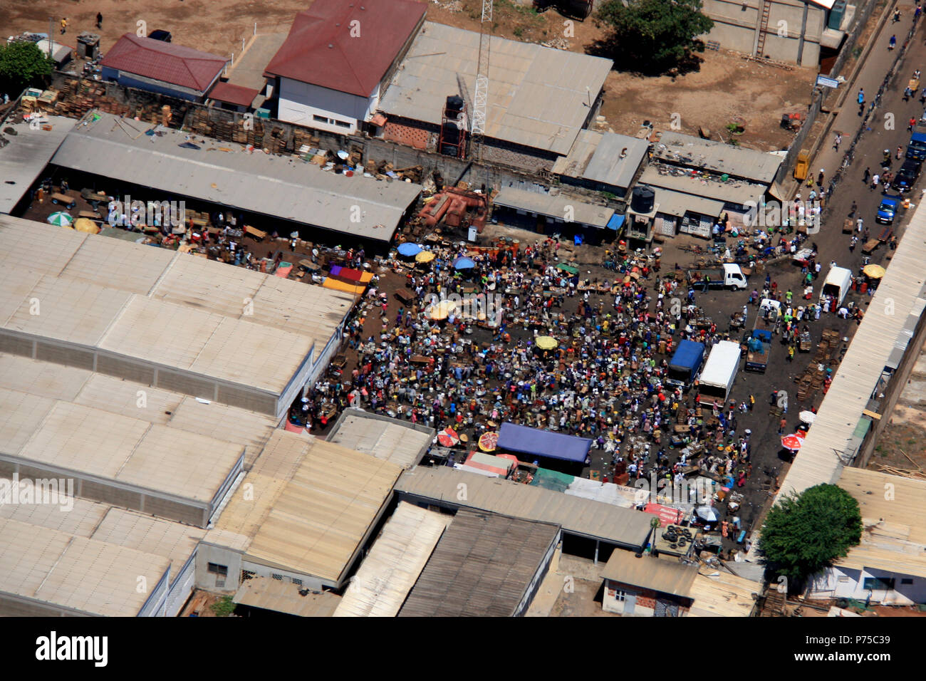 Aerial view of the fishmarket in Tema Greater Accra Ghana Stock Photo Aerial view of the fishmarket in Tema Greater Accra Ghana Stock Photo