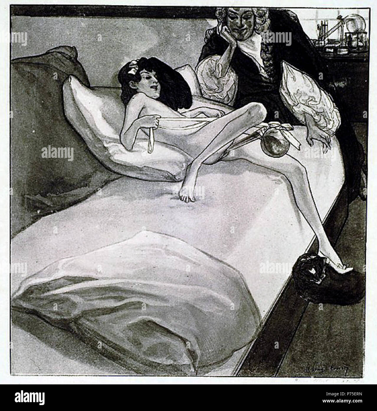 Deutsch: Erotische Darstellung, Heligravur, ca. 28 x 24 cm . by 1924 124  Franz von Bayros Erotische Darstellung 1 Stock Photo - Alamy
