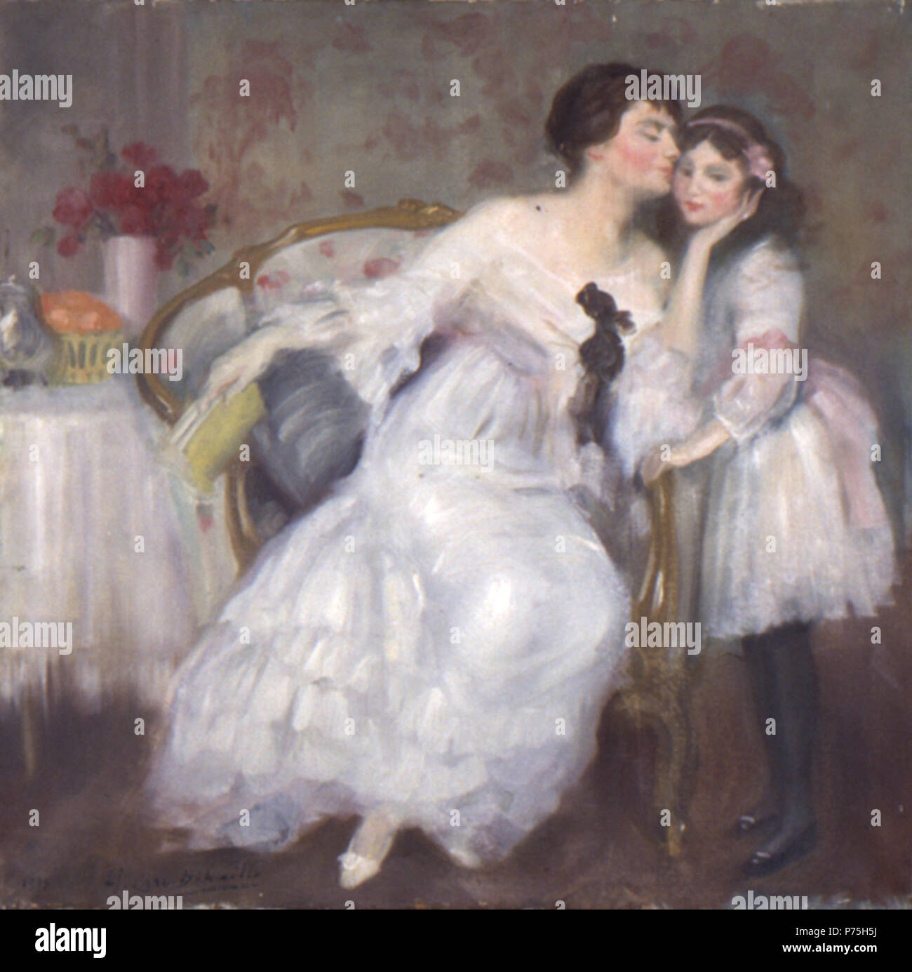 Français : Autre titre : Mère et enfant. Huile sur toile, 60 x 60 cm. 1909 139 Henry Caro-Delvaille - Amour maternel Stock Photo