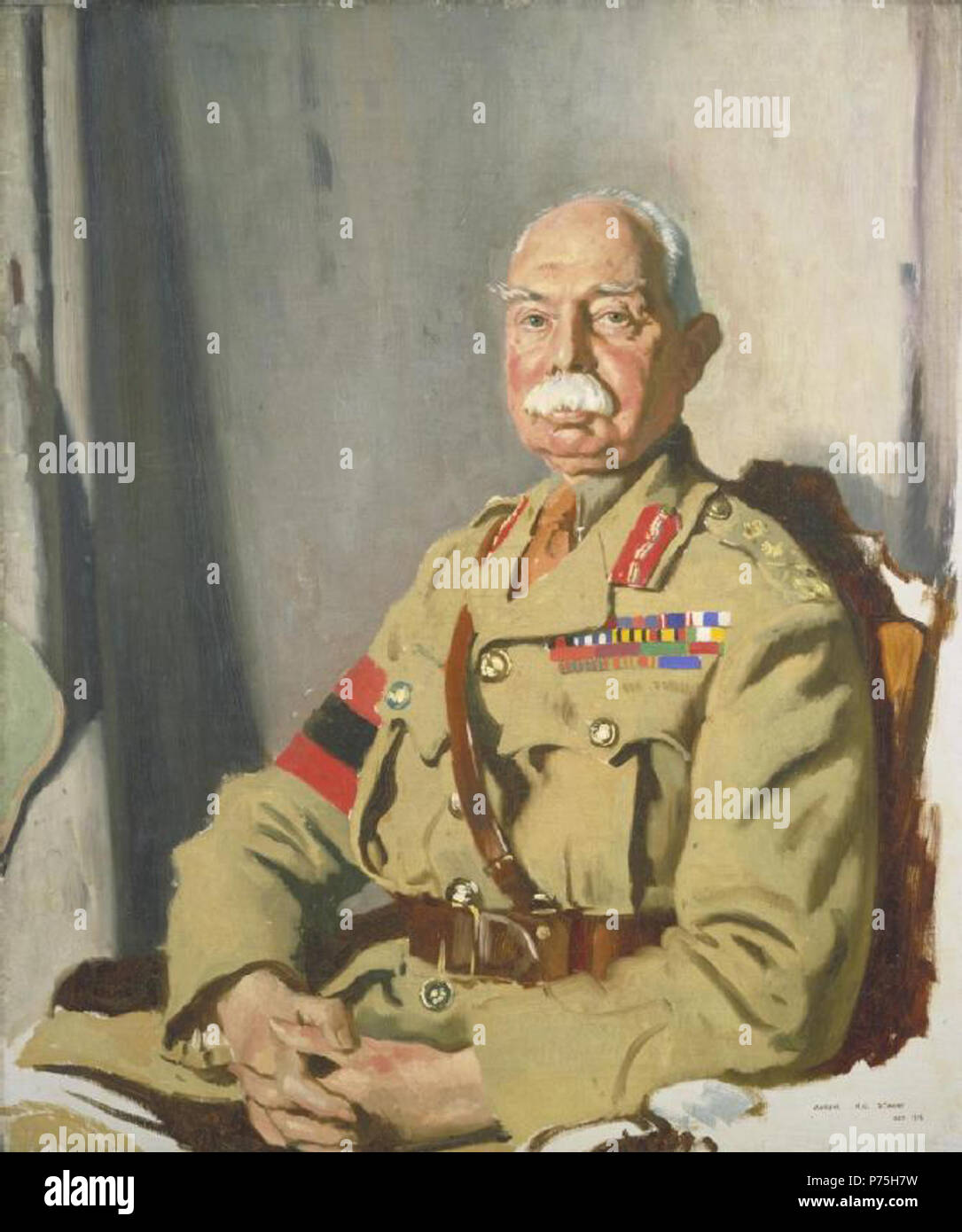 English: General Sir Herbert C O Plumer, GCMG, GCVO, KCB, painted at Headquarters, Second Army. . 1918 140 Herbert Plumer by William Orpen IWM Art.IWM ART 2398 Stock Photo