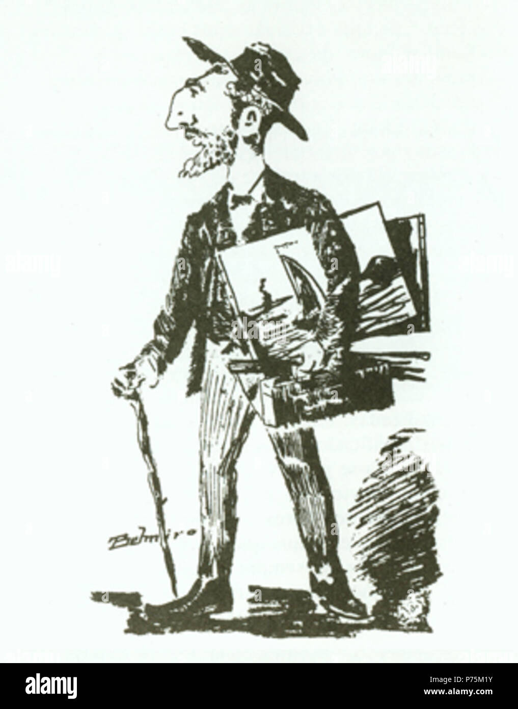 . Caricature of Castagneto, aged 36  circa 1887 16 Belmiro de Almeida - Caricatura de Castagneto aos 36 anos de idade Stock Photo