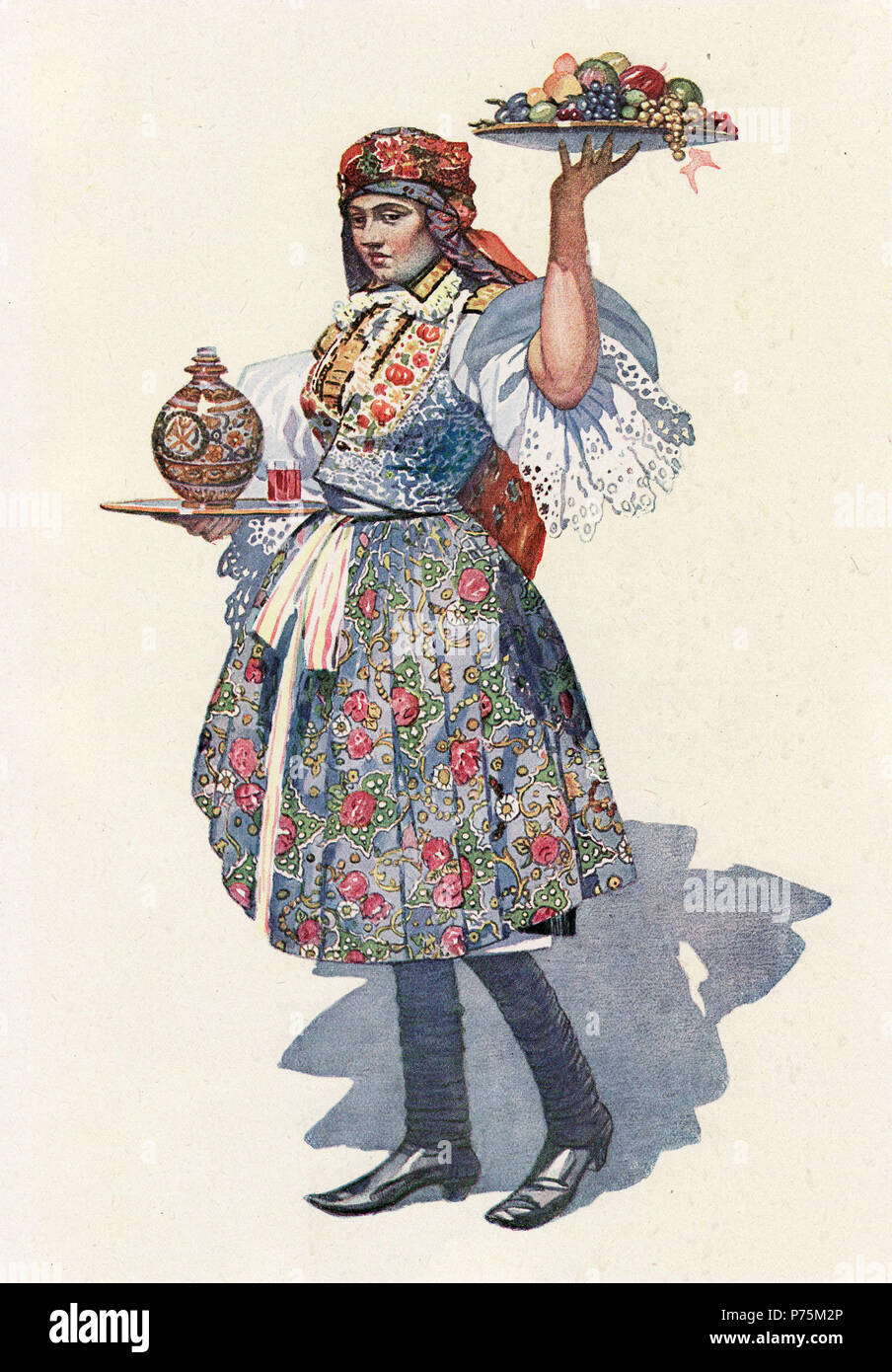 Joža Uprka, Mařaťanka, 1914, watercolor, 60 x 93cm. Source: Joža Uprka. 42 Mařaťanka (Joža Uprka, 1914) Stock Photo