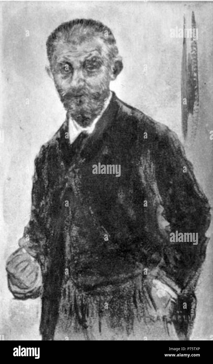 Portrait of French writer Joris-Karl Huysmans (1848-1907) by Jean-François Raffaëlli (1850-1924) . 1893 145 J. K. Huysmans by Raffaelli Stock Photo