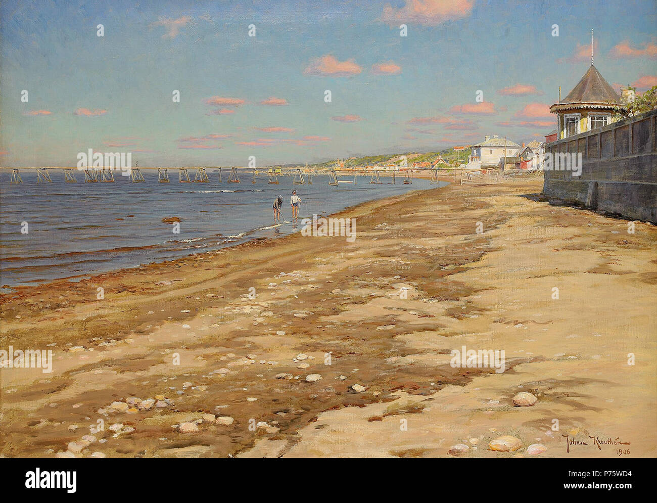147 Johan Krouthén-Strand med badande pojkar Stock Photo - Alamy