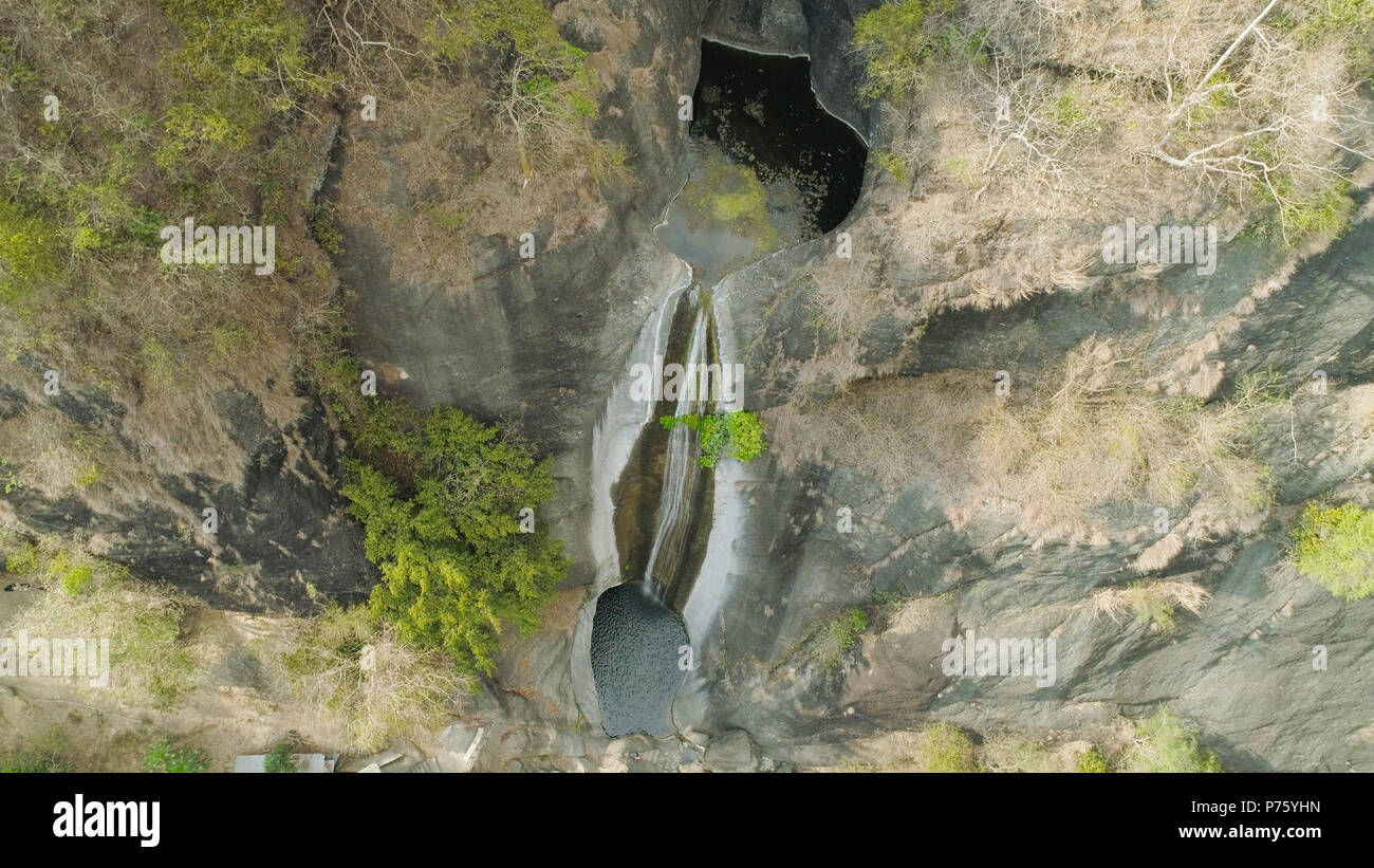 Aerial view of waterfall in the mountains of Filipino cordillera