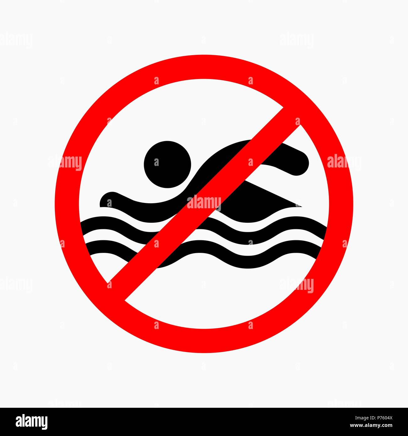 No swimming allowed sign simple flat style illustration. Stock Vector