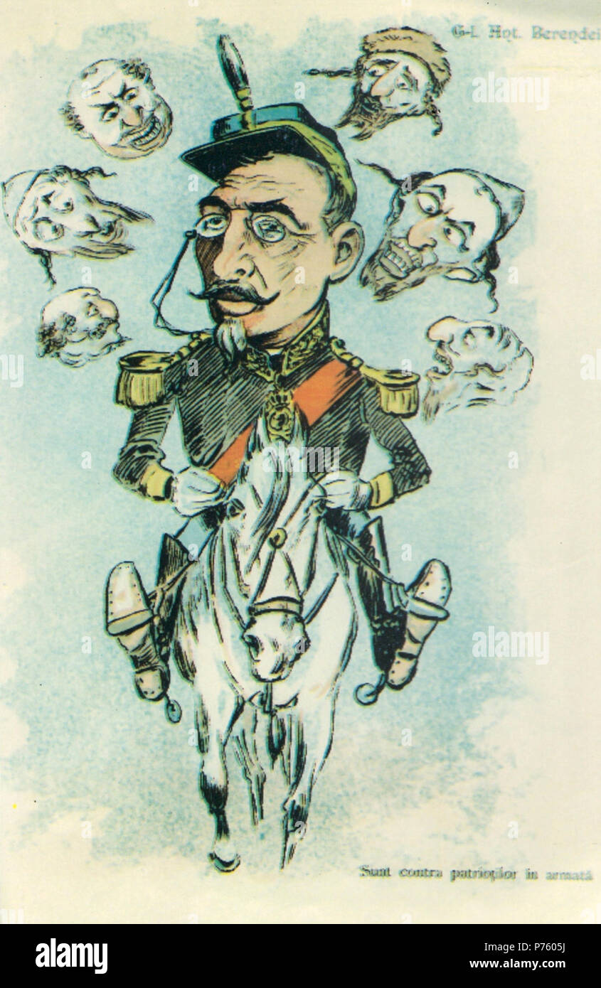 Român: Anton Berindei (caricatur din Albumul Contemporani). Sunt contra patrioilor în armat . 1898 171 NSPetrescuGaina - Generalul Anton Berindei Stock Photo