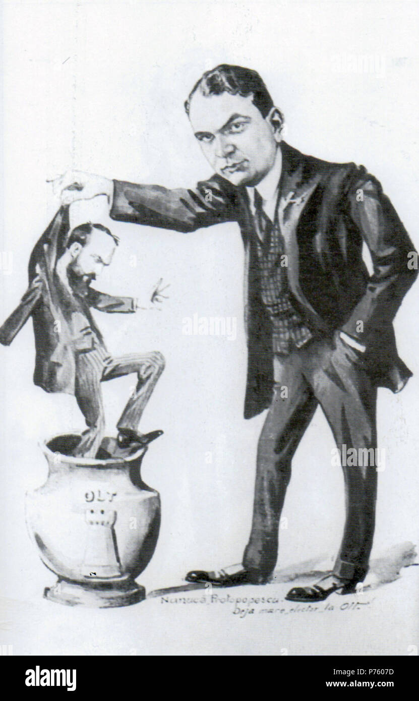 Român: Nunc Protopopescu, deja mare elector de Olt. Caricatur din Albumul meu. 1913 171 NSPetrescuGaina - Nunca Protopopescu Stock Photo
