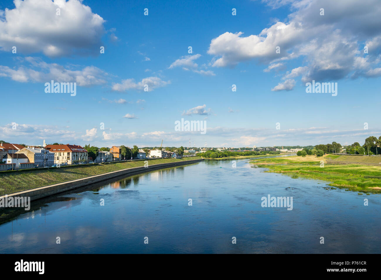 Lithuania, View over Kaunas City and Neman river Stock Photo
