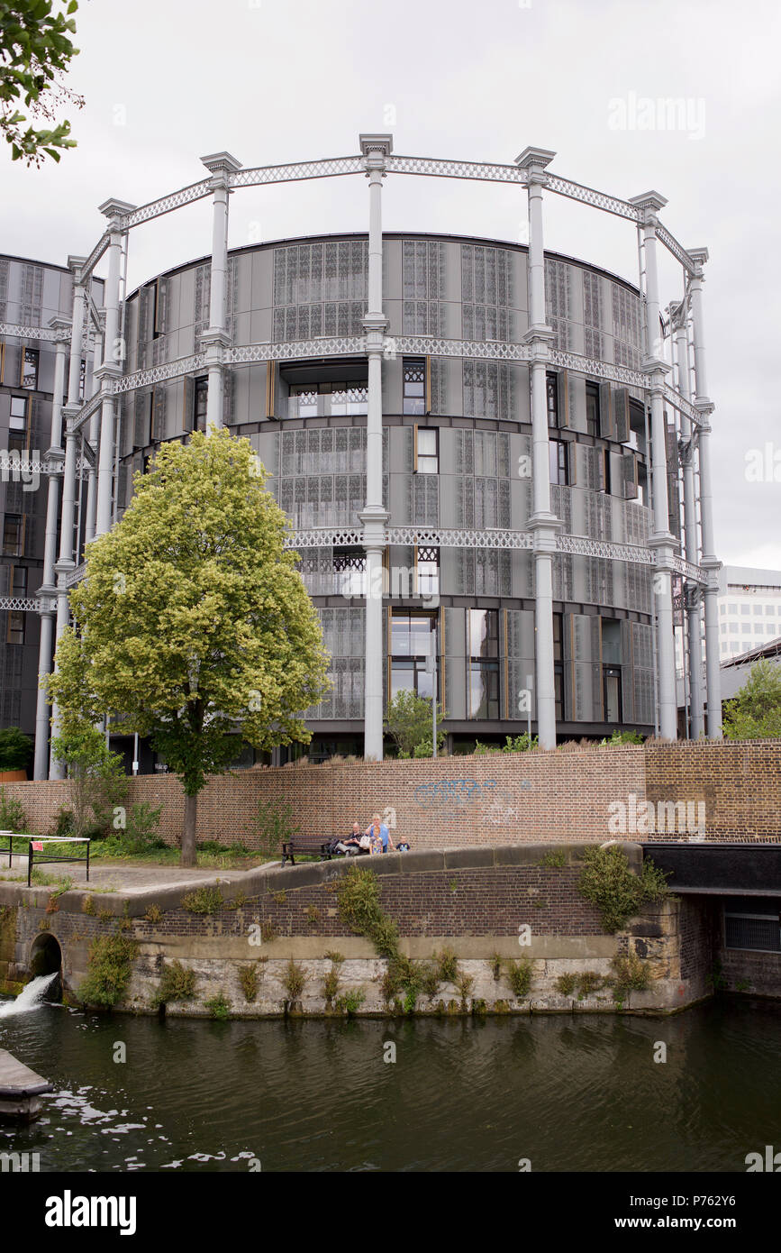 Gas Holders near St Pancras as luxury apartments in London Stock Photo