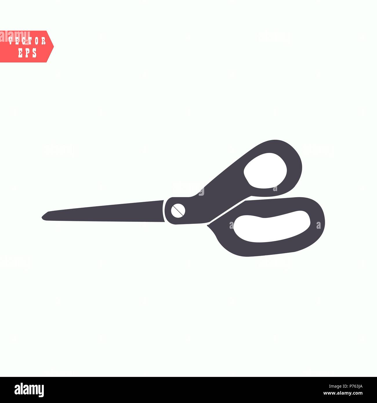 Scissors icon. Simple flat logo of scissors on white background. Vector ...