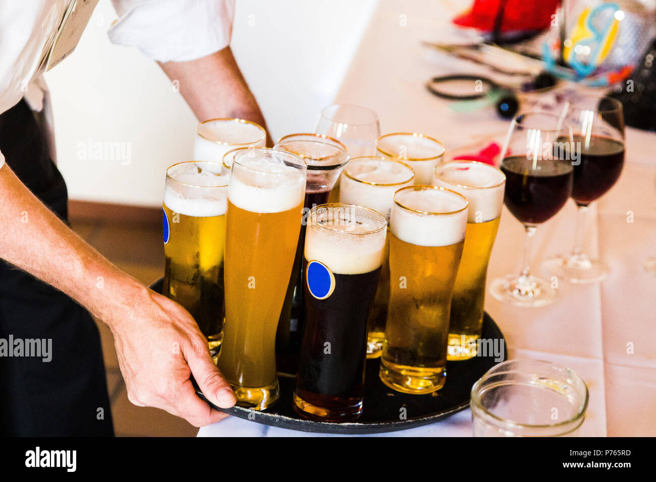 Vintage waiter carrying tray hi-res stock photography and images - Alamy