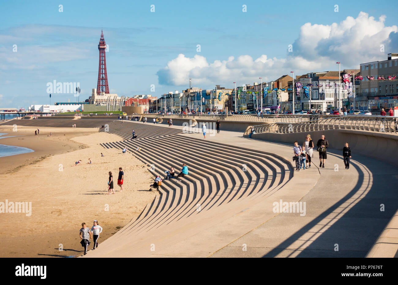 Blackpool beach looking towards the Tower Stock Photo